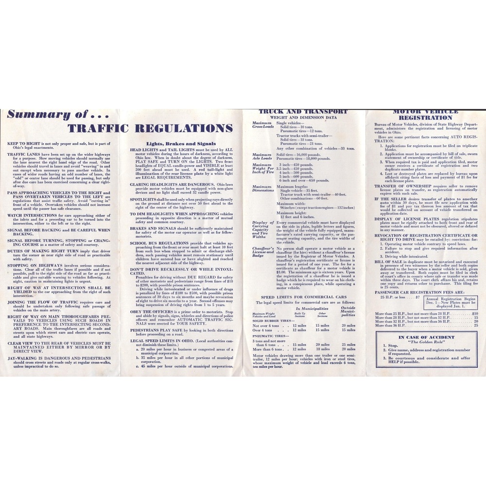 Vintage 1930s Ohio Road Rules Digest Important Motor Vehicle Laws Pamphlet - Picture 3 of 4